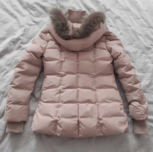 MACKAGE Soft Pink Adali Silver Fox Fur Signature Collar Down Coat - Picture 8 of 16